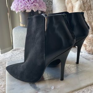 Zara black Pu Leather suede ankle pointy toe stiletto booties 40